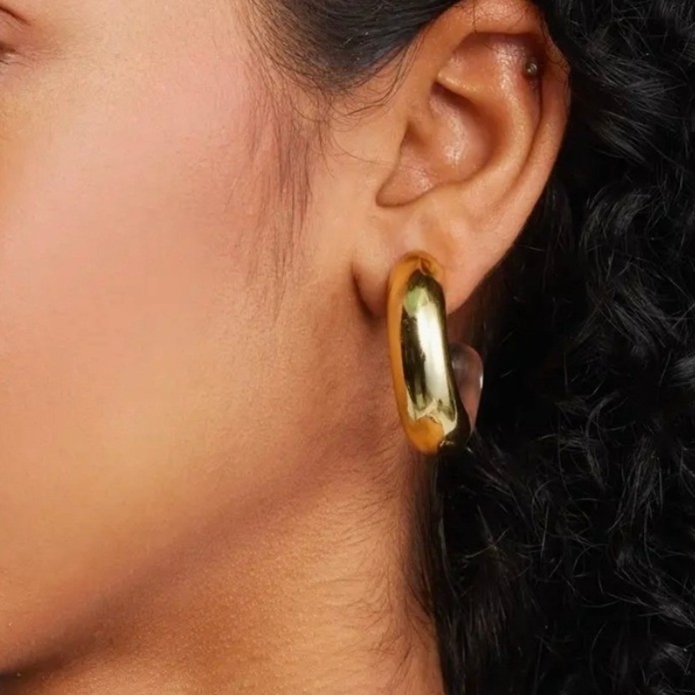 Open Edit Nickel Free Gold Tone Clear Lucite Hoop Earrings NEW